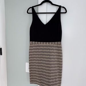 LOFT Black and Tan Midi Dress